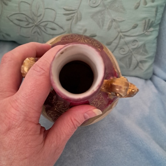 Antique Red & Gold 1891 Royal Saxe Erdmann Schlegelmilch Double Handled Vase - Picture 8 of 16